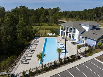 Resort-style pool with in-water loungers